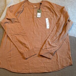 Goodfellow & Co Long Sleeve Henley Shirt in Dark Tan